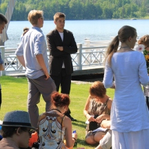 Artists are relaxing after hard work for fine exhibition in Salmela in 2011.